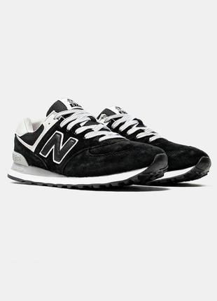 Кроссовки new balance 574 black white черные женские / мужские3 фото