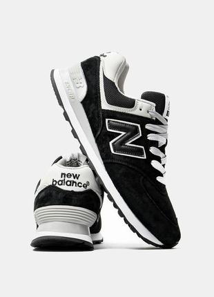 Кроссовки new balance 574 black white черные женские / мужские5 фото