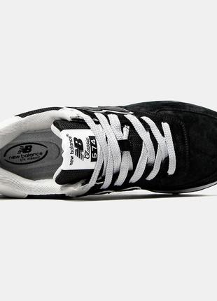 Кроссовки new balance 574 black white черные женские / мужские6 фото