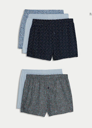 Мужские семейные трусы m&s (woven boxers) - набор 5 шт