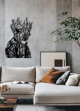 Современная картина на стену, декор в комнату "кружева девушка с птицами", стиль лофт 30x20 см