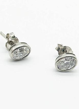 Серебряные серьги родированные со вставкой фианит