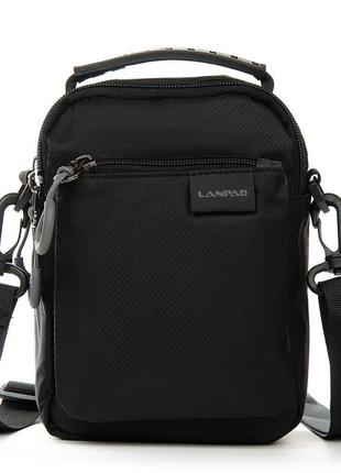 Сумка планшет чоловіча через плече чорна текстильна lanpad, барсетка чоловіча