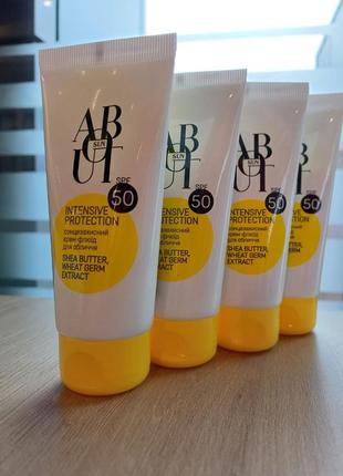 Солнцезащитный крем для комбинированой кожи для жирной кожи спф 50 about sun intensive protection spf 50, 50 ебаут