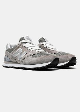 Кроссовки new balance 574 light grey серые женские / мужские2 фото