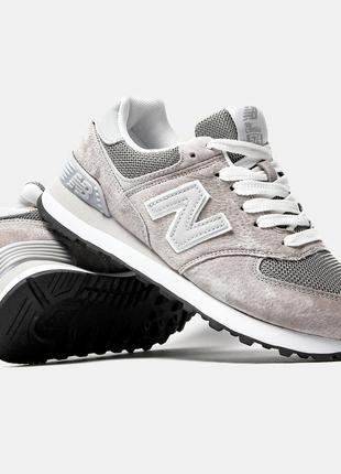 Кроссовки new balance 574 light grey серые женские / мужские8 фото