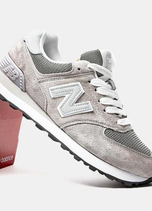 Кроссовки new balance 574 light grey серые женские / мужские9 фото