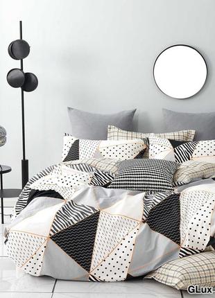 Постільна білизна натуральна, комплект постільної білизни з геометричним малюнком, 100% бавовна