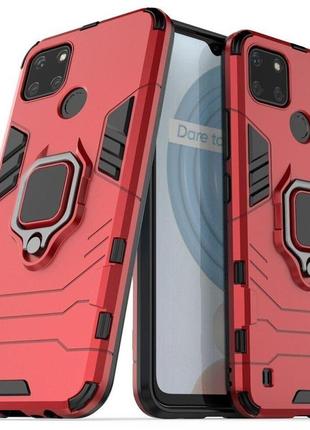 Чехол fiji ring для realme c21y бронированный бампер с кольцом красный