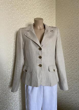 Лляний жакет у гусячу лапку ,клітинку max mara