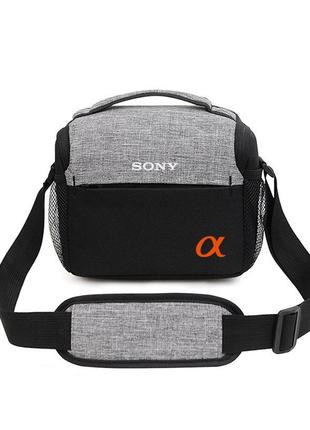 Сумка для фотоаппарата sony alpha универсальная 23x13x19см средняя черная с серым ( код: ibf076sb6 )