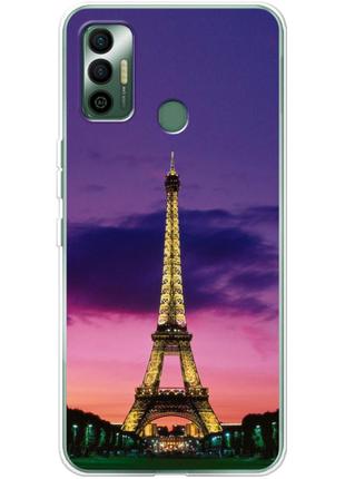 Чехол силиконовый с картинкой на tecno spark 7 (париж, эйфелева башня)