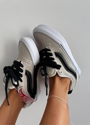 Женские кроссовки vans knu beige / black premium