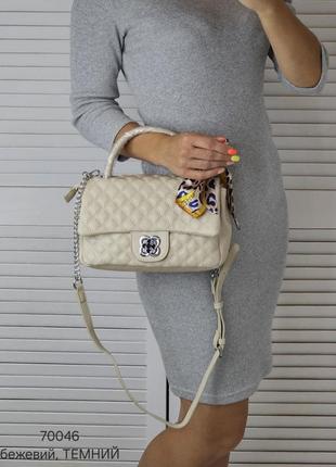 Женская стильная и качественная сумка из эко кожи темный беж5 фото