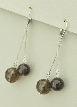 Серьги  раухтопаз серебро(925)