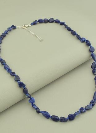 Бусы  содалит серебро(925) 49 см.