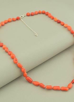 Буси корал срібло (925) 47 см.