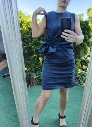 Оригинальное дизайнерское платье лен льняное