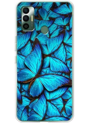 Чехол силиконовый с картинкой на tecno spark 7 (бабочки)