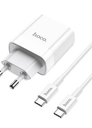 Адаптер сетевой hoco type-c to type-c cable rapido charger set c80a |1usb/1type-c, qc/pd, 20w, 3a|