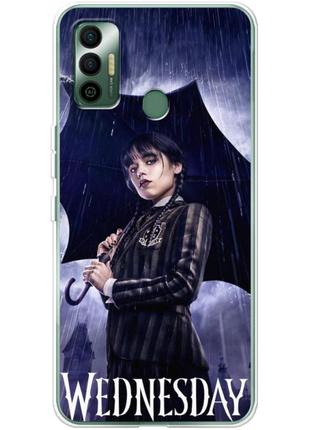Чехол силиконовый с картинкой на tecno spark 7 (венздей, wednesday)