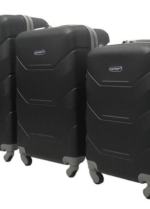 Маленький пластиковый дорожний чемодан размер s carbon черный вместительный четырехколесный чемоданчик6 фото
