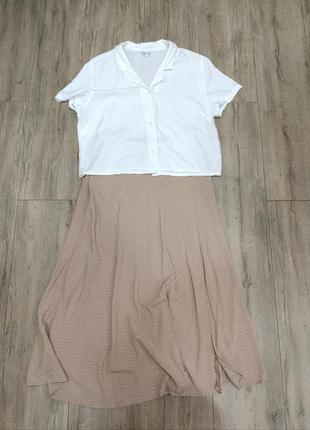 Юбка миди с разрезом в мелком горох