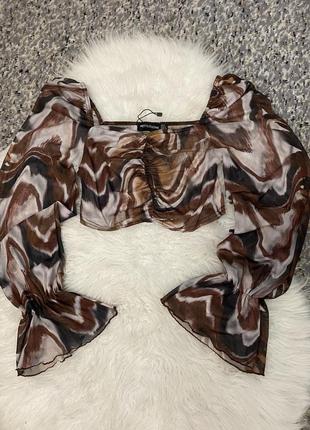 Невероятный сетчатый кроп топ с длинными рукавами (код товара 1707)