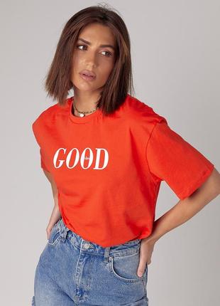 Трикотажная футболка с надписью good vibes