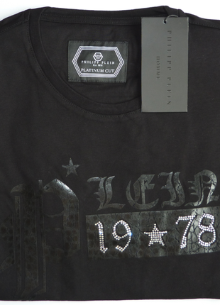 Футболка мужская чёрная с принтом philipp plein с надписью филипп плейн