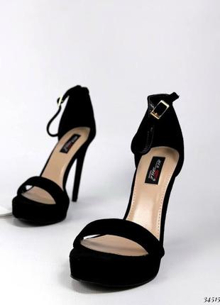 ▪️високий каблук 12,5 см шпилька високі підбори жіночі чорні босоніжки з ремінцем...