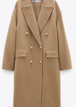Шерстое пальто zara двубортное