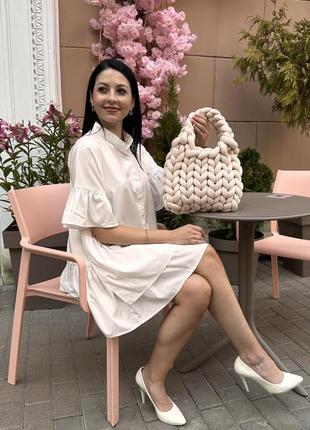 В'язана сумочка - шопер ручної роботи у стилі marshmallow