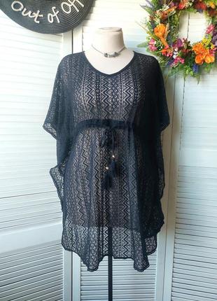 Накидка парео туника на купальник черная ажурная primark
размер л-хл