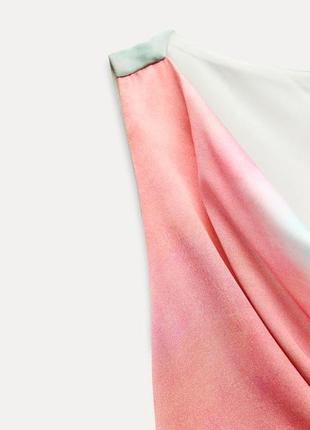 Невероятное атласное платье-миди с принтом тай дай zara new5 фото