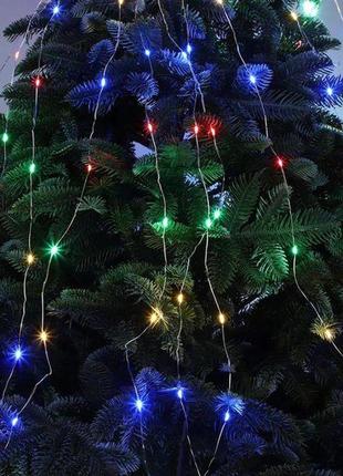 Гирлянда конский хвост от сети, 2м, 10 нитей, 200 led, rgb