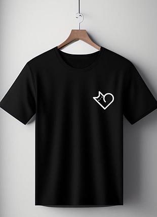 Футболка чорна оверсайз унісекс  з принтом  " kitten "  розмір s-xl