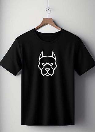 Футболка чорна оверсайз унісекс  з принтом " пітбуль " розмір s-xl