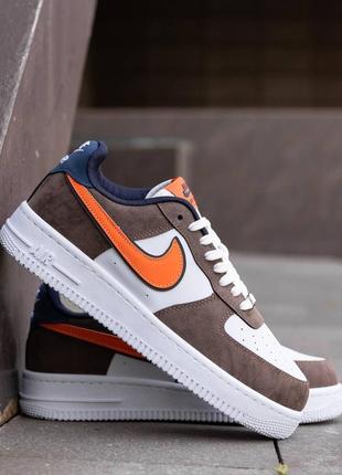 Мужские кроссовки nike air force brown white orange7 фото