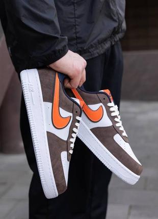 Мужские кроссовки nike air force brown white orange8 фото