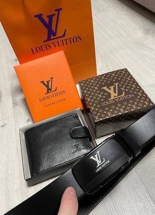 Ремень мужской кожаный автомат в стиле louis vuitton / ремінь пояс шкіра