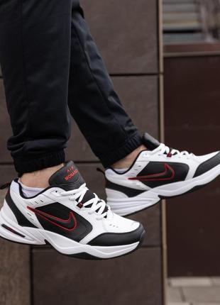 Кроссовки мужские черно белые nike air monarch качественные летние кросы найк мужская обувь для спорта на лето