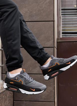 Кросівки чоловічі nike air max 90 сірі повсякденні легкі кроси найк чоловіче спортивне взуття на літо