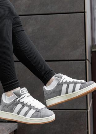 Кроссовки женские серые adidas campus качественные летние кеды из замши адидас стильные кроссы для спорта