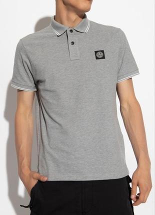 Поло, тенниска, батник stone island grey polo shirt with logo