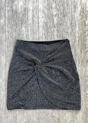 Блестящая мини юбка h&m