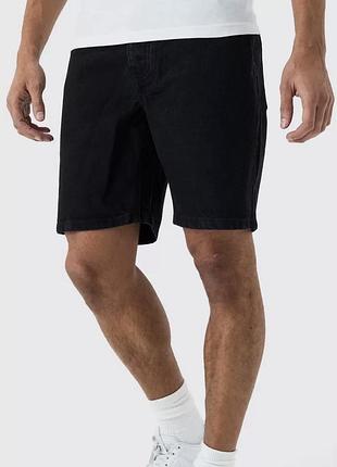 Класні стильні чорні бавовняні шорти boohooman plus slim rigid denim short eur xxl