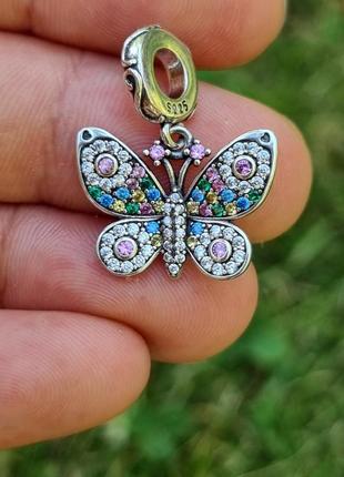 Серебряная бусина "яркий бабочка"
