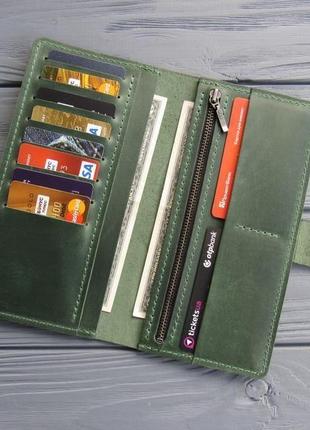 Стильный кожаный кошелек ручной работы_кожаное портмоне на 10 карт