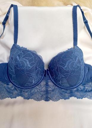 Бюстгальтер мереживний синій
